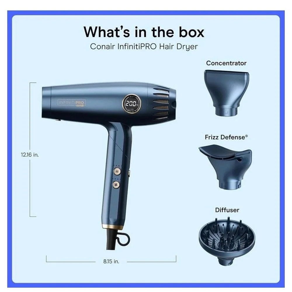 InfinitiPRO By Conair DigitalAIRE Hair Dryer Blue Travel Size 1002L Diffuser